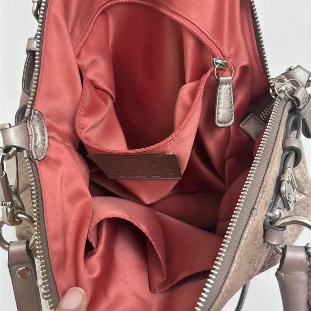 Coach Metallic Tan Leather Hobo Bag